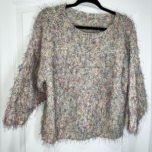 Unbranded Multi-color Eyelash Knit ¾ Sleeve Pullover Sweater Women’s Medium